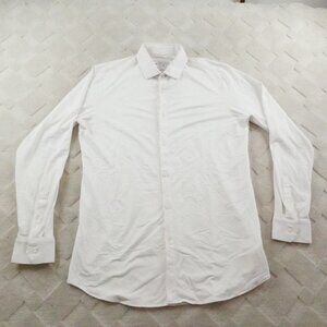 Mizzen+Main Button Up Shirt Mens XL Solid White Stretchy Trim Fit